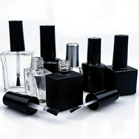 Flacon vide en verre noir pour vernis à ongles 10 ml, carré ou rond, pour gel UV, avec bouchon à pinceau