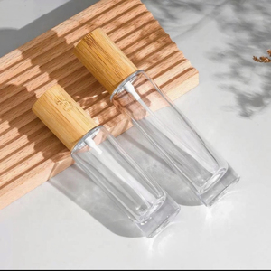 Botella de Perfume de vidrio transparente cilíndrica de alta calidad 30ml 50ml 100mL cuello de tornillo tapa de madera de bambú atomizador Uso de viaje - Product Image 3
