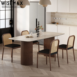 WISEMAX – meuble de salle à manger <span class=keywords><strong>en</strong></span> marbre France, meuble de salon de luxe, <span class=keywords><strong>plateau</strong></span> à lamelles <span class=keywords><strong>avec</strong></span> base <span class=keywords><strong>en</strong></span> bois massif - Product Image 1