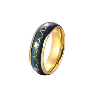 แหวนผู้ชายสแตนเลสดีไซน์รูปหัวใจเปลี่ยนสีตามอารมณ์ - Product Image 1