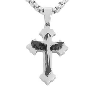 Men's Stainless Steel <b>Cross</b> Pendant Necklace Geometric Design Punk Retro Style 120196 - Product Image 3