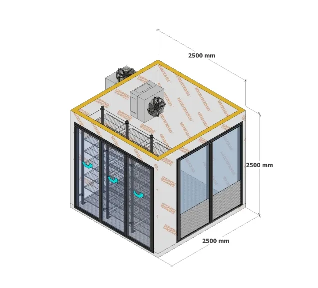 Walk-in Rooms with PU Panel, Display Glass Door and Unit Fridge chiller cooler glass door & racks shelving refrigerator parts