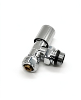 Robinet thermostatique d'angle 3/4 manuel en cuivre chromé avec raccord à compression 16*20 pour eau PERT/Aluminium Plastique