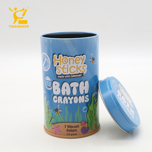 Tinsmaker Wholesale Round Crayon Pen <strong>Pencil</strong> Metal <strong>Tin</strong> Box for Children With Holes in Packaging Bottom <strong>Tin</strong> - Product Image 2