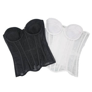 مشد كورسيه نسائي بدون حمالات صدر شبكي يسمح بالتهوية برباط وشرائط داعمة للخصر للتحكم في البطن - Product Image 3