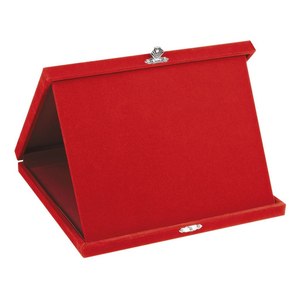 Étui pour plaque d'immatriculation rouge 26x21cm, housse en velours avec fermeture à fermoir - Product Image 1