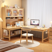 Bureau d'angle en bois massif en forme de L avec étagère intégrée pour les étudiants du collège, chambre à coucher, modèle 625, fabriqué en Chine