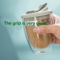 Tasse en verre à double paroi en forme d'œuf avec couvercle en plastique, tasses à café en verre transparent avec couvercle, nouveau design personnalisé