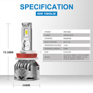 <span class=keywords><strong>Precio</strong></span> de fábrica PL45 90W 10800lm canubus bombillo H1 H3 faros 9006 foco 9005 luces H4 luz led para auto H7 LED faro H11 bombilla - Product Image 4