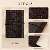Carnet A5 personnalisé en cuir PU gaufré crocodile, reliure rigide cousue, pliable en trois, rechargeable, avec breloque en dentelle, style boutique