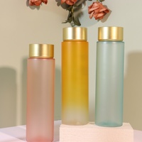 Bouteille de toner facial en plastique givré de grand volume de luxe de 300ml 200ml avec bouchons à vis pour emballage cosmétique