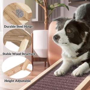 Massief Houten <span class=keywords><strong>Pet</strong></span> Ramp Verstelbare Antislip Tapijt Veiligheid Trap Voor Huisdieren Puppy Multifunctionele Hoge Bed Voor Auto 'S Huisdier Bedden & Accessoires - Product Image 5