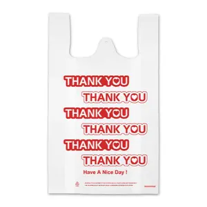 Custom Thank You Plastic Bags Plastic T Shirt Bags For Business Small Grocery Shopping Retail