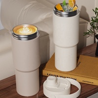 Logo personnalisé Gobelets intérieurs en céramique de haute qualité en acier inoxydable 316 Tasse à boire de voyage thermique Gobelet de voyage avec paille