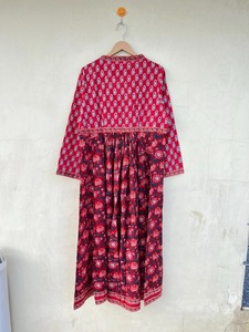 Robe d'été en coton imprimé à la main, robe midi décontractée à fleurs, vêtements décontractés pour la maison, robe maxi ample et douce - Product Image 6