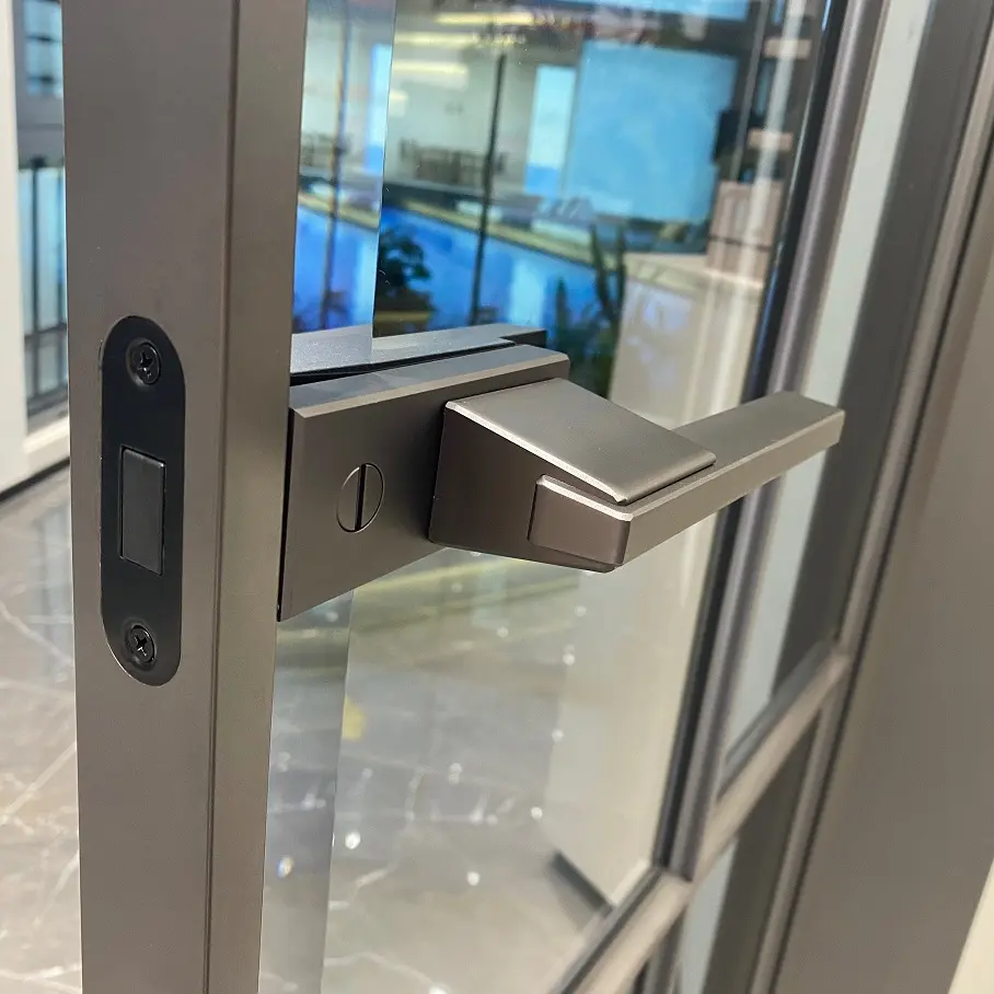 office aluminum frame door glass sliding door knob lock keyless door lock