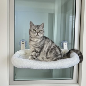 Alféizar de repisa plegable de alta capacidad de carga cubierta suave gato ventana percha gato inalámbrico ventosa de vidrio hamaca con marco de Metal - Product Image 6