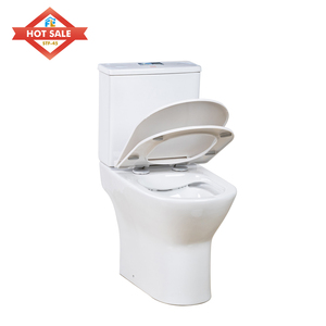 Modernes Hotel- und Heim-Badezimmer P-Trap Randloses Spül-<span class=keywords><strong>WC</strong></span> mit Standfuß Zweiteilige Keramik-Toilette für Waschräume und Krankenhäuser - Product Image 4