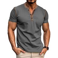 Chemises à manches courtes pour hommes, décontractées, été, coton, Henley, coupe ajustée, classiques, broderie 3D, séchage rapide, respirantes