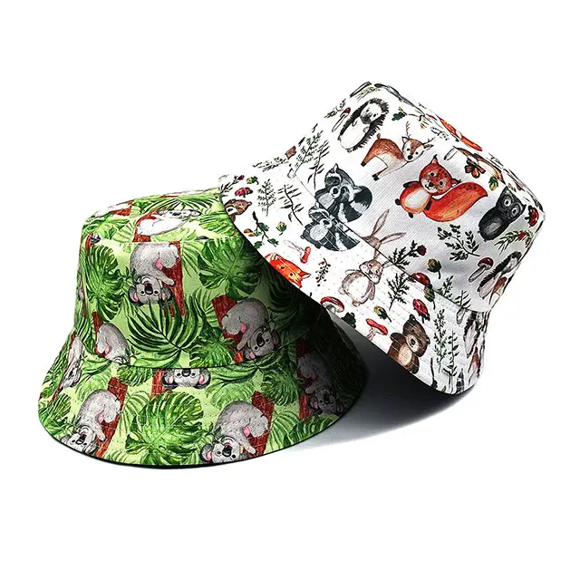 New Squirrel Pattern Basin Hat Double-sided Sunshade Hat For Men And Women Trend Outdoor Sunscreen Fisherman Hat