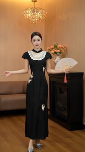 Vestido Qipao Xia Ri Li <span class=keywords><strong>Lian</strong></span> 3890, Vintage, con Mariposas, para Uso Diario - Product Image 5