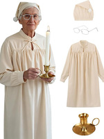 Ensemble pyjama de Noël 4 pièces Toulite pour homme à manches longues avec bonnet de nuit et porte-bougie - Motif uni hiver