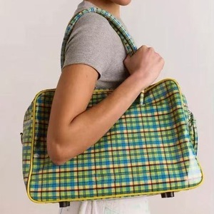 Plaid PVC <b>Tote</b> <b>Bag</b> <b>Large</b> Capacity Shoulder Handbag Vintage British Style <b>for</b> Daily <b>Travel</b> - Product Image 1