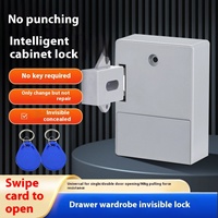 Cerradura Electrónica Inteligente Inalámbrica E-Bit WiFi RFID de Aleación de Aluminio para Puerta de Madera, Sin Perforación, Invisible, para Cajón y Gabinete, con App Tuya y Nube, Grado A