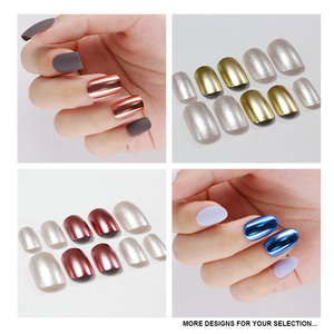 <span class=keywords><strong>Uñas</strong></span> postizas cuadradas metálicas, 24 unidades, cromadas, acrílicas, <span class=keywords><strong>doradas</strong></span> y plateadas, gran oferta - Product Image 6
