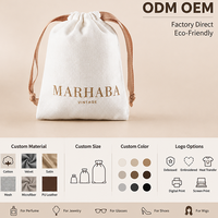 Sac à bijoux personnalisé en coton biologique 100% - Pochette en toile de coton - Petit sac à cordon en coton avec logo pour emballage de bijoux cadeaux