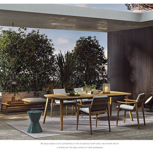 Ensemble <span class=keywords><strong>de</strong></span> table et <span class=keywords><strong>de</strong></span> chaises en rotin et teck d'extérieur, mobilier <span class=keywords><strong>de</strong></span> loisirs pour <span class=keywords><strong>jardin</strong></span>, cour, café, terrasse en plein air, ensemble <span class=keywords><strong>de</strong></span> salle à manger d'extérieur commercial - Product Image 3