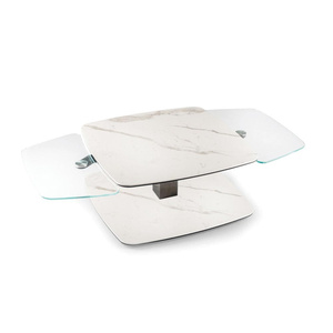 <span class=keywords><strong>Table</strong></span> de cocktail extensible moderne <span class=keywords><strong>en</strong></span> céramique et <span class=keywords><strong>verre</strong></span> <span class=keywords><strong>avec</strong></span> mécanisme rotatif innovant pour le salon - Product Image 1