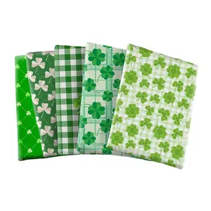 St. Pat's Creek Day Grid Flower Bullet Fabric Custom Design Cartoon Textile Fabric 100*145cm