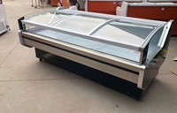 Comptoir de boucherie commercial avec porte ouverte, réfrigérateur de présentation pour poulet et poisson, refroidisseur, réfrigérateur à viande pour vitrine de charcuterie