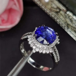 Bague en or 18 carats avec <span class=keywords><strong>saphir</strong></span> bleu du Sri Lanka, 2,89 carats, <span class=keywords><strong>bijoux</strong></span> en diamant <span class=keywords><strong>pour</strong></span> femmes, <span class=keywords><strong>pour</strong></span> mariages et fiançailles, vente chaude - Product Image 4