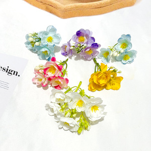 Ramo de Flores Artificiales de Jazmín de 8 cm, Blanco, Azul, Amarillo, Rosa, Morado, Rojo, Decoración para Bodas, Decoración del Hogar - Product Image 1