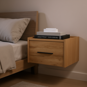 Macadamia Wall Mounted <b>Floating</b> Nightstand 1 <b>Drawer</b> Modern Minimalist Bedroom Furniture Home Storage Solution - Product Image 2