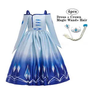 Girls Anna Elsa Dress Kids Costume Children Cosplay Party Frozen 2 Clothing With Accessories MY26