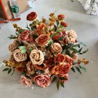 J-FB193 Großhandel Staubblau-Weiße Rosenblütenkugel Lilien-Rittersporn Seiden-Kunstblumenkugel Hochzeits-Tischdekoration