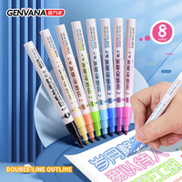 Juego de Marcadores Artísticos con Purpurina de Doble Punta Redonda, 8 Colores, para Pintar, Marcar y Manualidades, Venta al Por Mayor de Fábrica Genvana