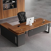 Ensemble de bureau et chaise de direction en forme de L, minimaliste et luxueux, résistant à l'usure et aux taches, pour bureau de PDG