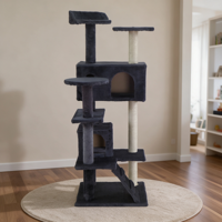 Arbre à chat multi-niveaux avec deux condos, poteaux à gratter en sisal, plateforme de repos et échelle – Grande maison d'activités pour chats d'intérieur