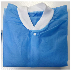 <span class=keywords><strong>Bata</strong></span> médica desechable de PP tejido azul para doctor, de manga larga, <span class=keywords><strong>con</strong></span> botón frontal y puños tejidos, para visitantes - Product Image 2