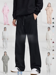 Nouveau pantalon de <span class=keywords><strong>sport</strong></span> décontracté ample pour homme, coupe droite, taille mi-haute, en molleton bouclette moyen 430g, style streetwear - Product Image 4
