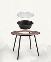 Table de pique-nique pliable HISPEED en acier carbone et MDF, motif unique, pour camping, barbecue coréen, avec réchaud