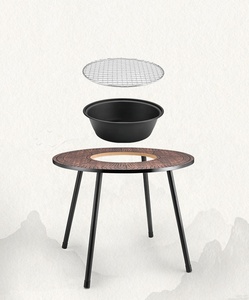 HISPEED Carbon Steel MDF Tafel Reis Picknick MDF Bord Uniek Patroon Meubels Campingset Korea BBQ Tafel Opklapbaar met Kooktoestel - Product Image 5