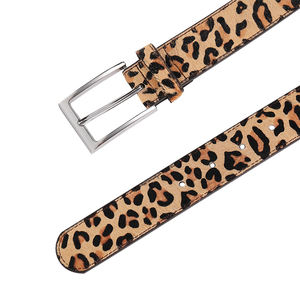 Cinturón de crin de moda con logotipo personalizado con hebilla de PIN con patrón de leopardo Cinturón de cuero genuino de crin - Product Image 6