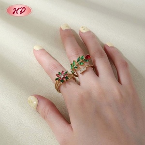 Bague Feuille et Branche en Alliage Plaqué Or 18K avec Zircon, Style Vintage, pour Femme, Accessoire de Mode Quotidien, Bijoux en Gros - Product Image 3