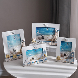 Marco de Fotos con Temática Oceánica de 6 Pulgadas, Rectangular, Hecho a Mano, Estilo Mediterráneo, para Mesa - Product Image 1