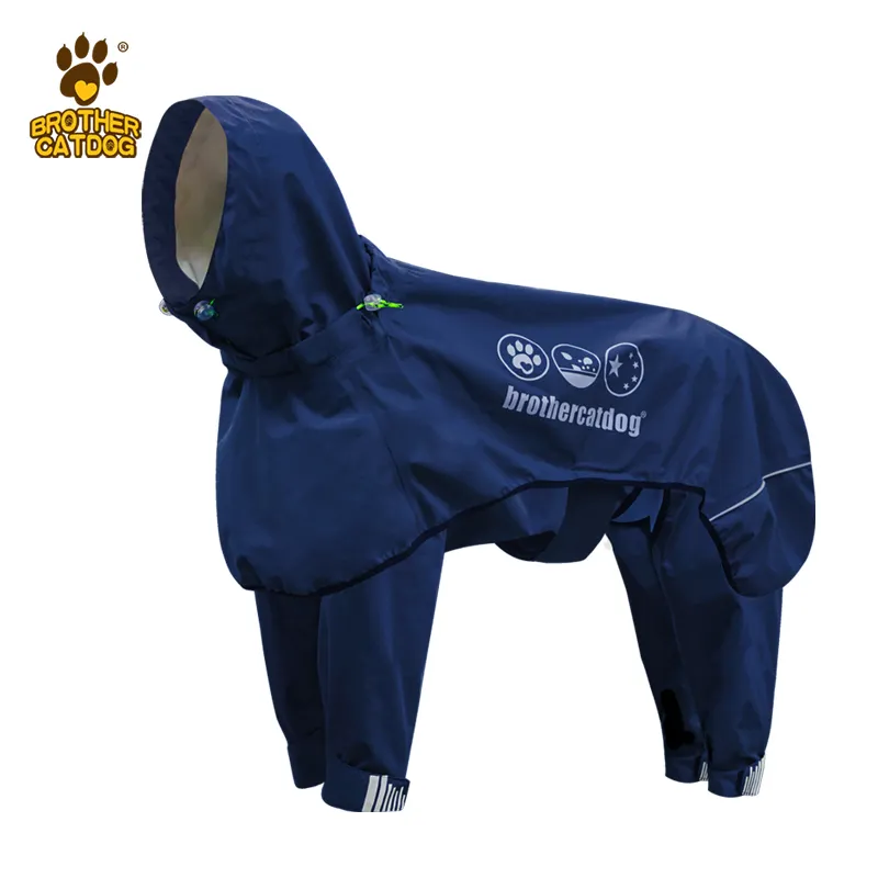 Jas hujan anjing peliharaan pribadi jas hujan tahan air dapat diatur tudung jas hujan luar ruangan logo reflektif desain khusus jas hujan